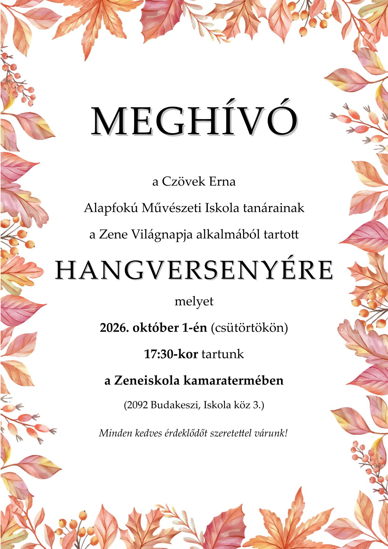 Meghívó a Zene Világnapja alkalmából